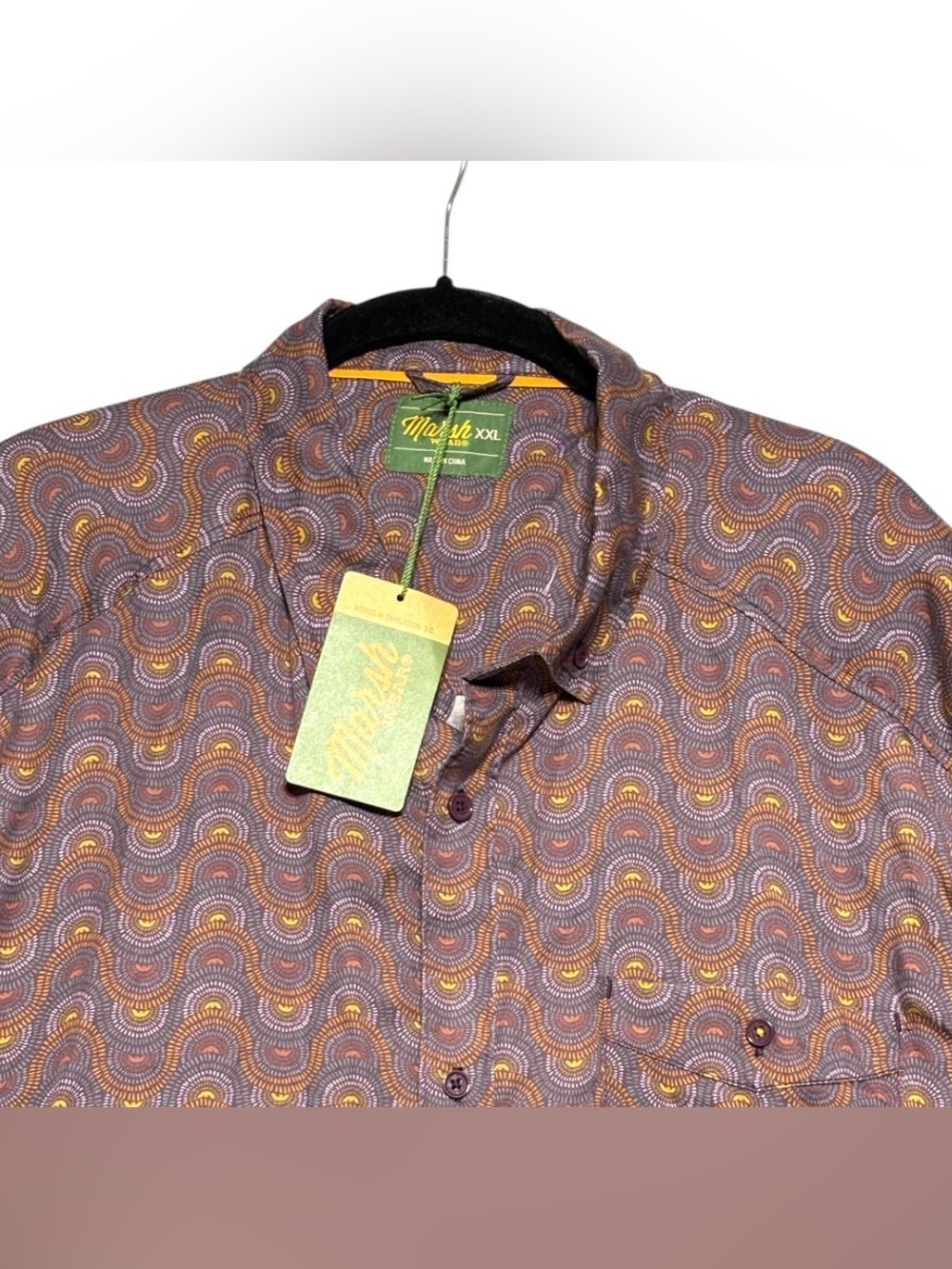 Marsh Wear Hagwood Woven Men's Button Down Shirt Geometric Performance 2XL